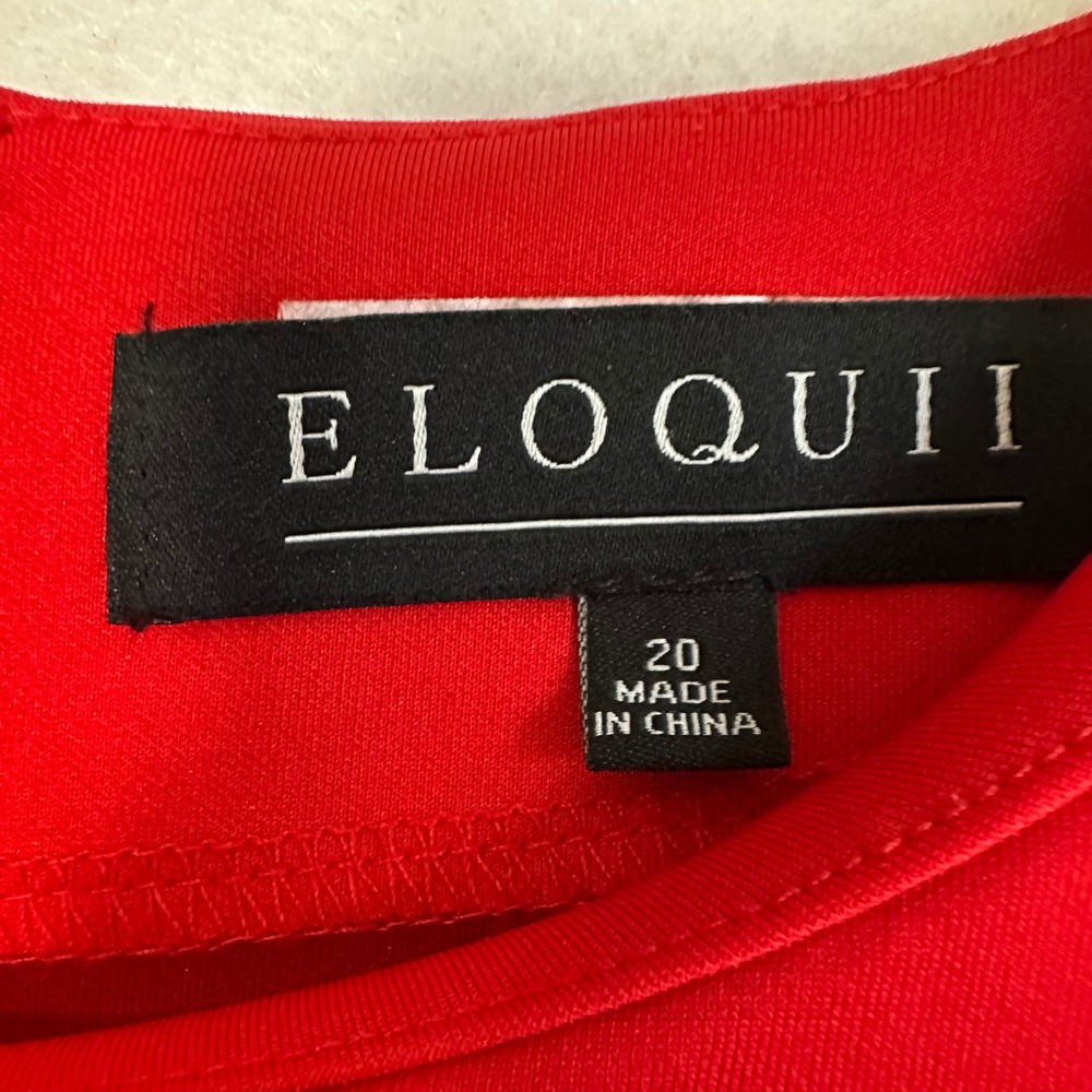 Eloquii Red‎ Bell Sleeve Fit and Flare Scuba Dress Plus Size 20 Festive Cocktail - Picture 5 of 7